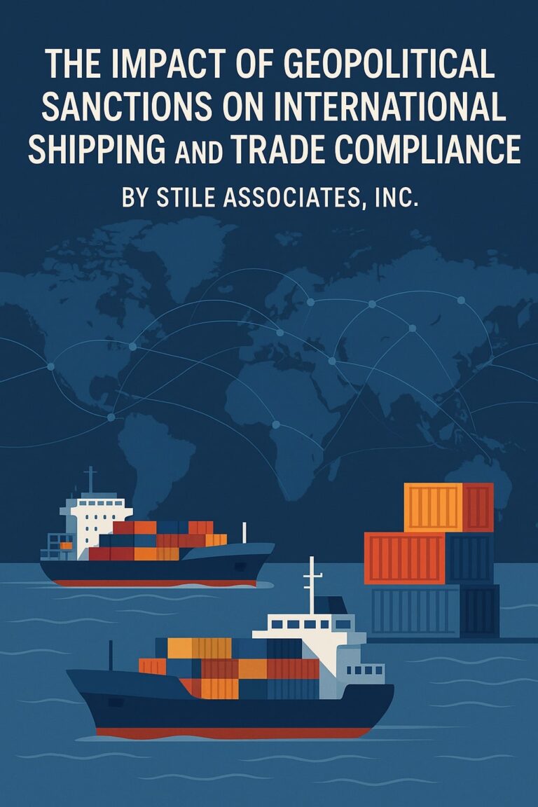 | Stile Associates 4. Slug geopolitical-sanctions-international-shipping-trade-compliance 5. Meta description Discover how geopolitical sanctions affect international shipping routes, costs and trade compliance, and how Stile Associates helps importers manage this complex risk.